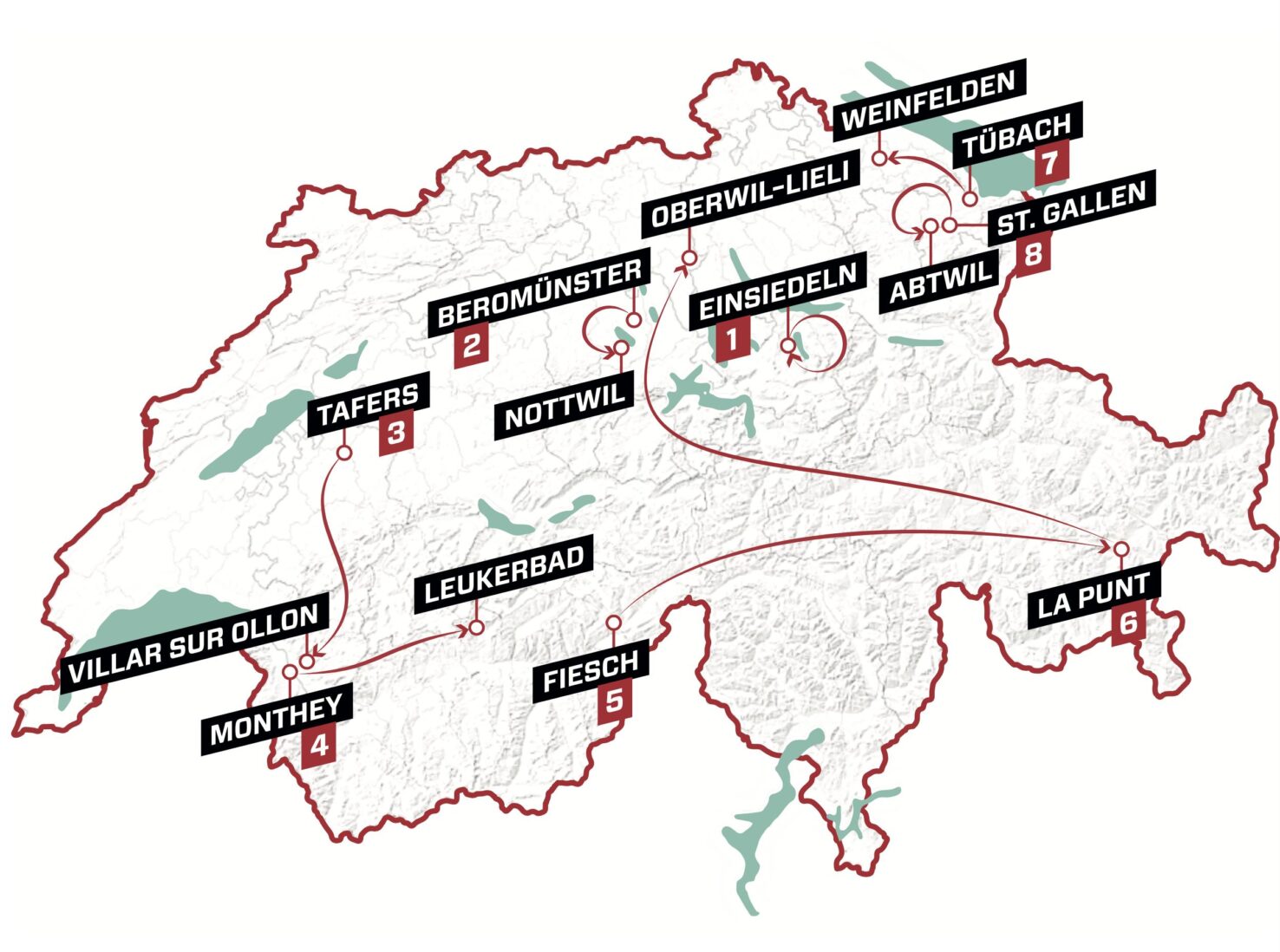 Tour de Suisse Streckenplan Männer
